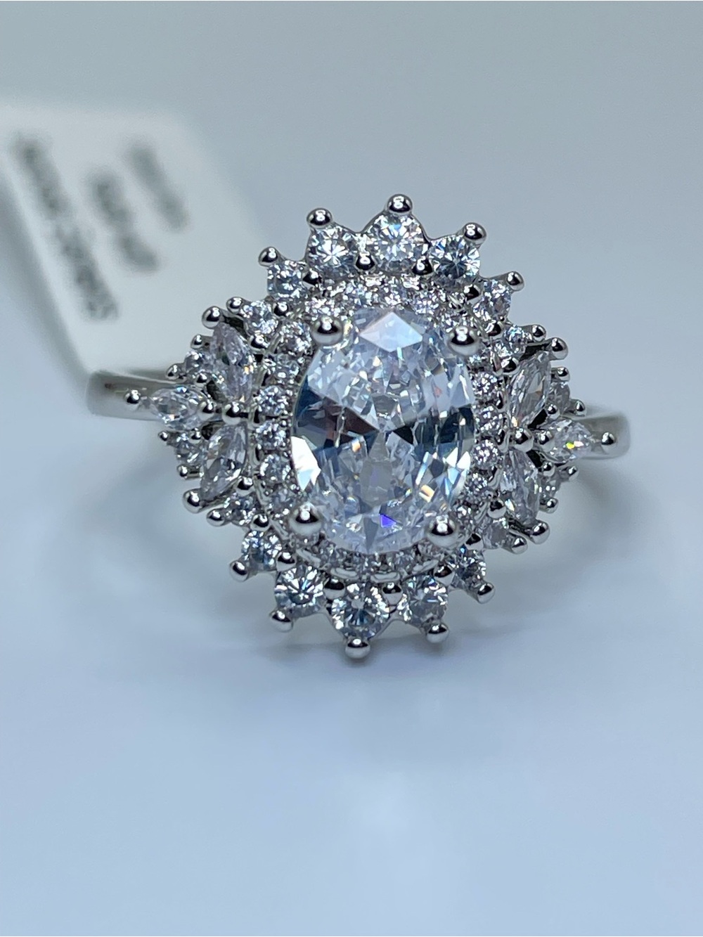 Swarovski Crystal Elements White Swarovski Crystal Art Deco Statement Ring Sz 7